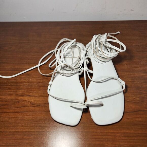 JEFFREY CAMPBELL Agate 2 Leather Sandal Color White Size 6 EU 37 Lace Up - Picture 9 of 13